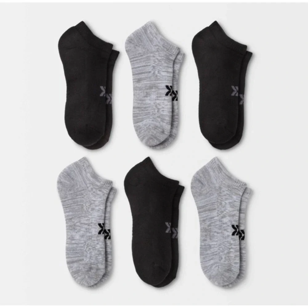 All in Motion Womens Low-Cut Socks 24 Pair Lot Grey Black Size 8-12 Extended